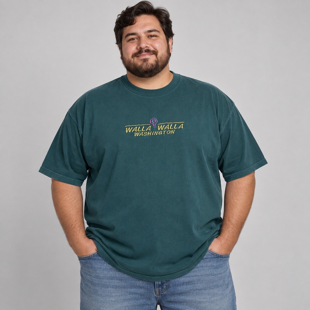 Vintage Walla Walla Washington T-Shirt Men 2XL Green Balloon Oneita Powersport